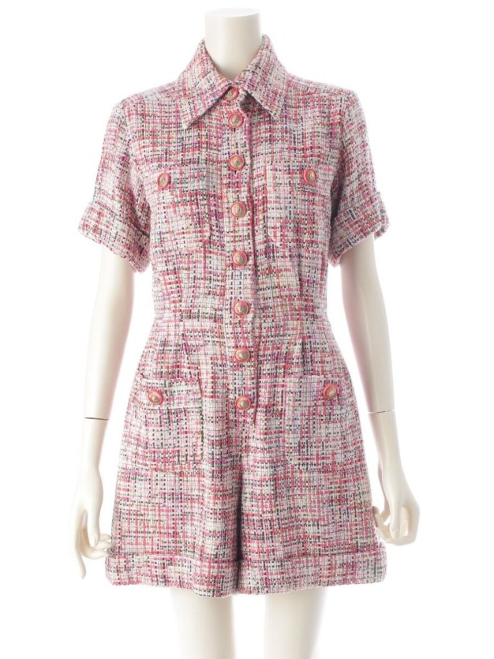 Chanel Tweed Lion Button Jumpsuit All in Jumps Pink Multi Color 34